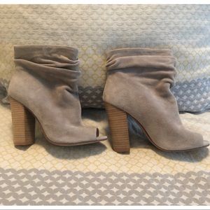 Suede Peep Toe Booties